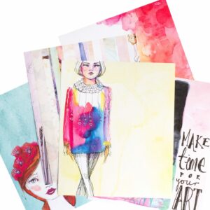 Jane Davenport Mixed Media Canvas Cover Journal 9X6-Girl Print W/96  Watercolor Paper Pages 