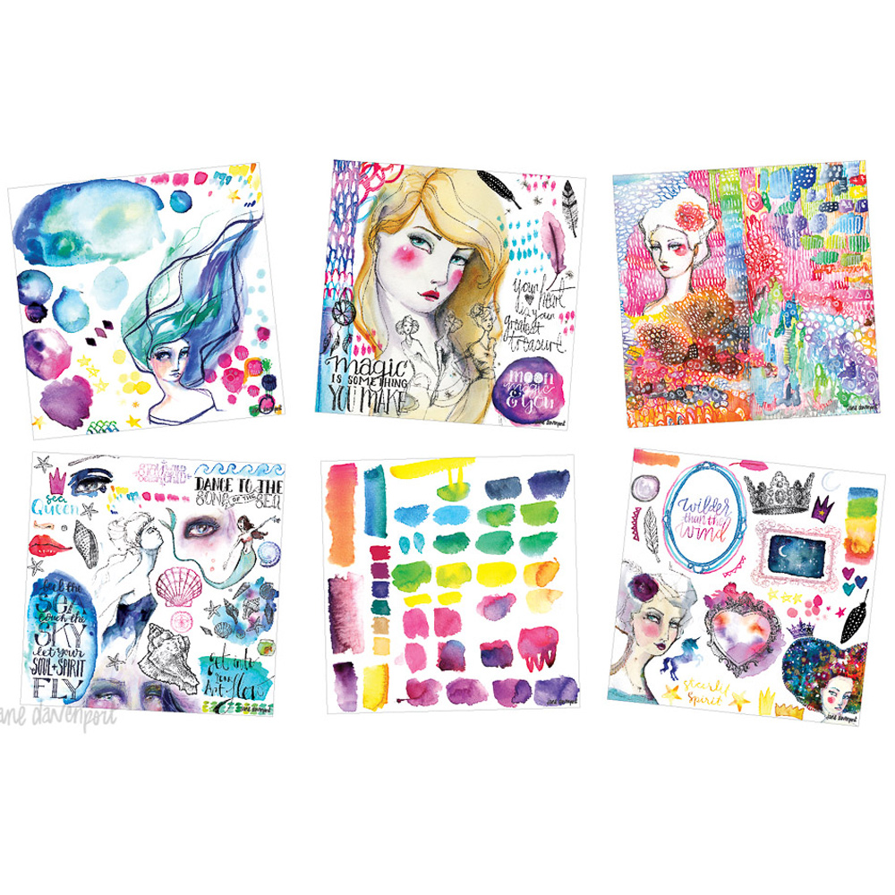 Bright Girls Collage Sheets by Jane Davenport (4 designs)