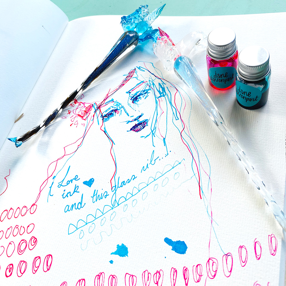 XIAOYU Mermaid Story Glass Pen, Mermaid Story Glass Dip Pen Ink Set,  Mermaid Story Calligraphy Dip Pens, Starry Sky Crystal Calligraphy Pen and  Ink