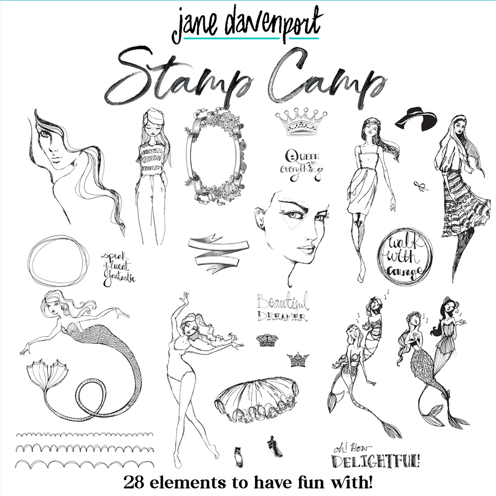  Jane Davenport JD CLEAR STAMPS SET LLAMA DRAM : Arts
