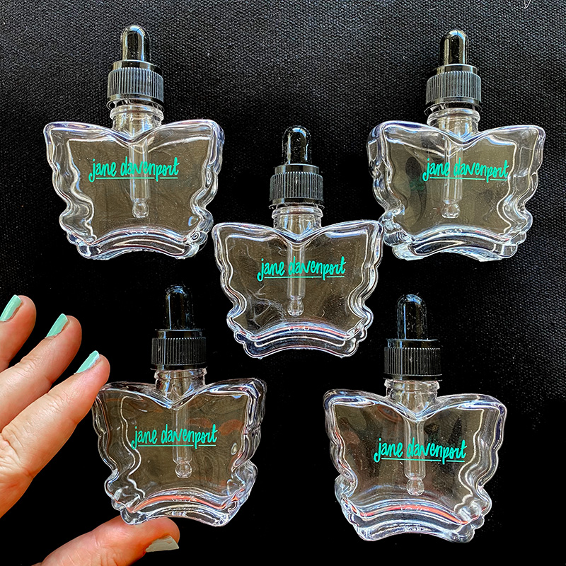 Glass water bottle/butterflies