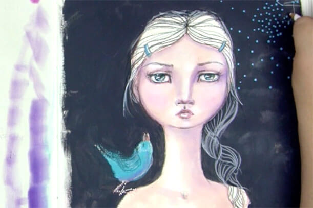 Whimsical Girls Art Journal  Beautiful faces to colour on a