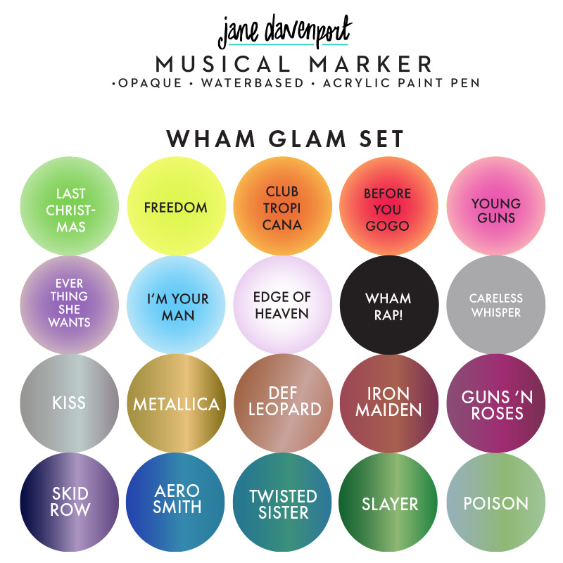 Broad Musical Markers  'Wham Glam' neon & metallic paint pens