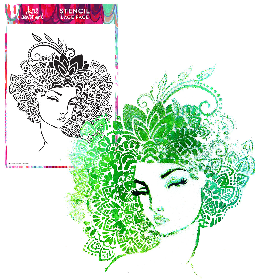 Lace Face Stencil | Whimsical girl by Jane Davenport