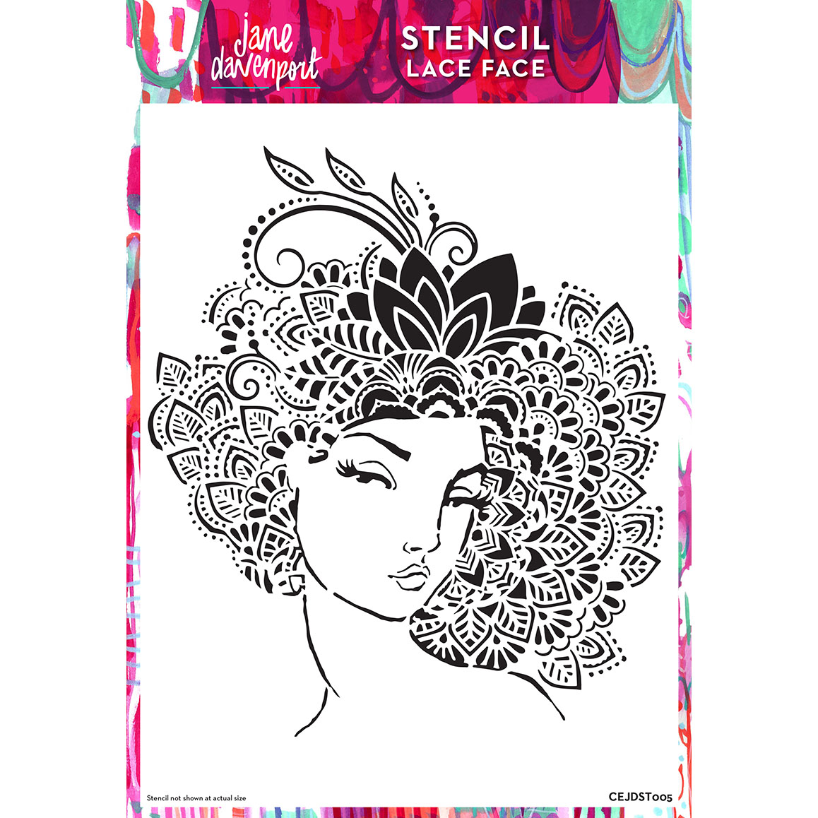 Lace Face Stencil | Whimsical girl by Jane Davenport | Jane Davenport