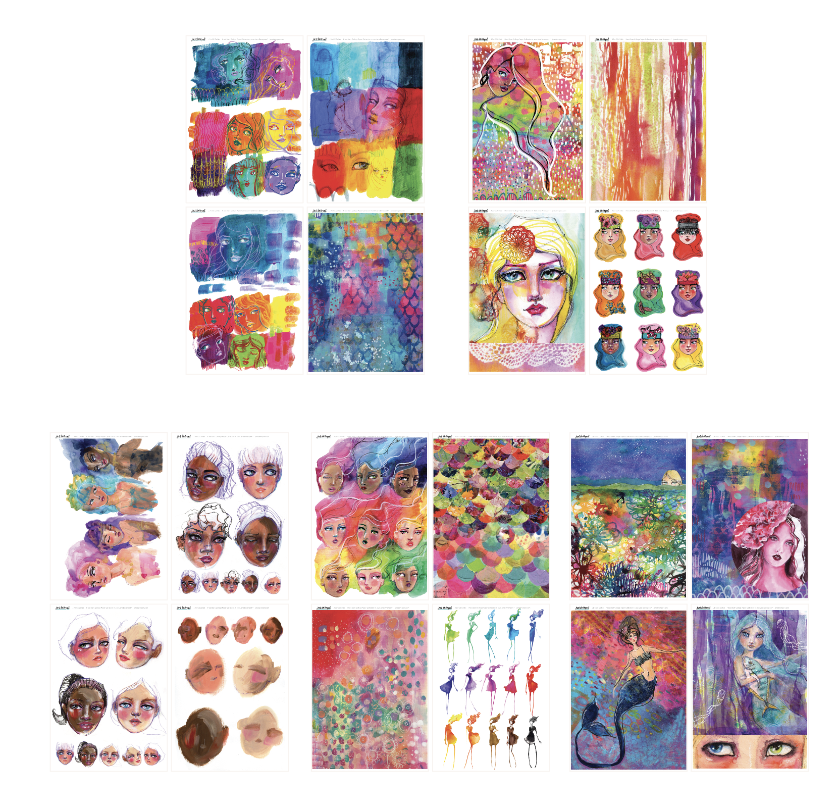 Creative Expressions 8x12 Collage Sheets by Jane Davenport-Siren's Song