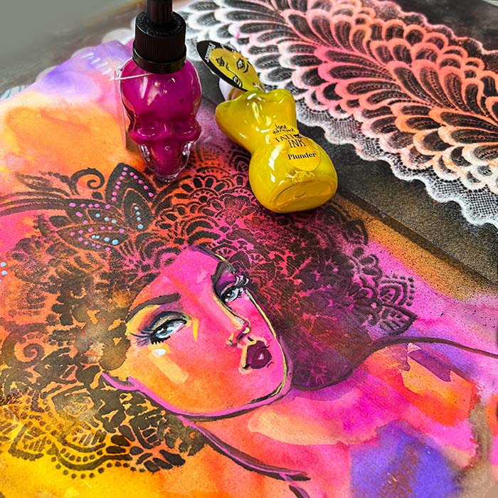 Lace Face Stencil | Whimsical girl by Jane Davenport