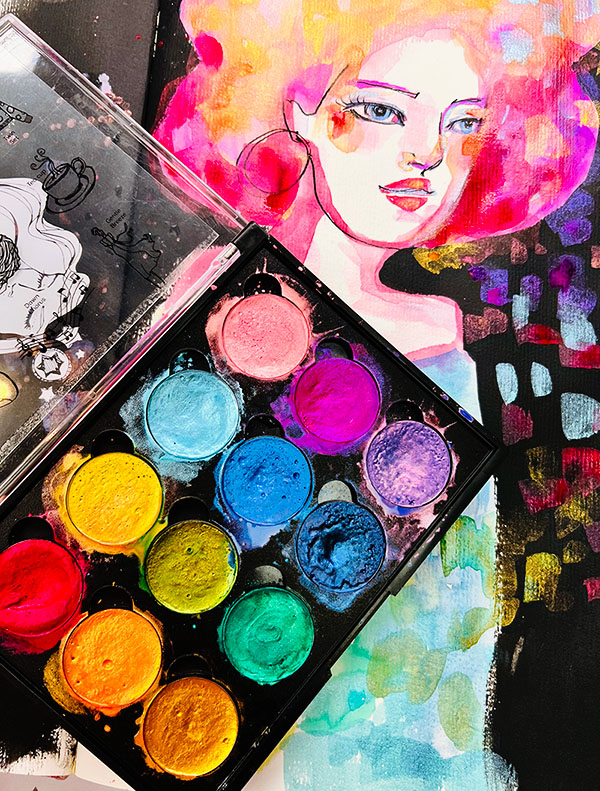 Working With Cosmic Shimmer Iridescent Watercolor Paint by Joggles.com 