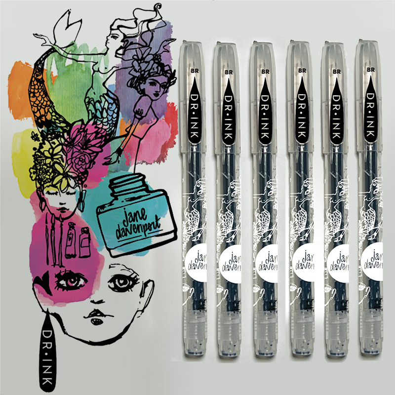 DR.INK, 6 refillable fine tip pens