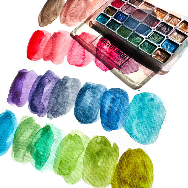 HUErovision glimmering watercolour paintbox | 24 unique hues! - Image 3