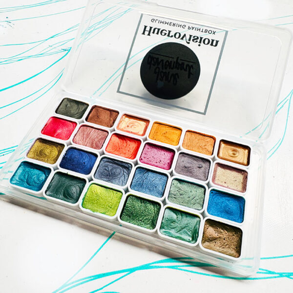HUErovision glimmering watercolour paintbox | 24 unique hues! - Image 2