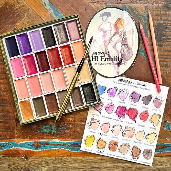 HUEmility Palette in new HUEge size! |Watercolours for faces, flesh & figures